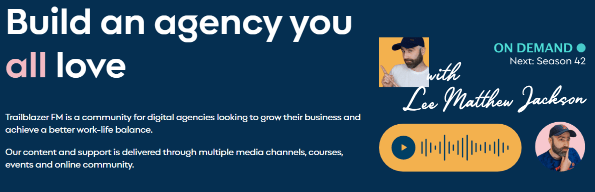 Agency Trailblazer Podcast with Lee Jackson wordpress podcast