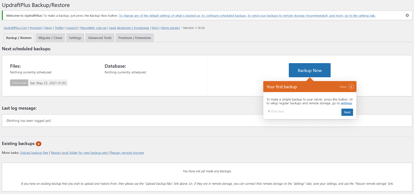 configuring the UpdraftPlus backup plugin for WordPress