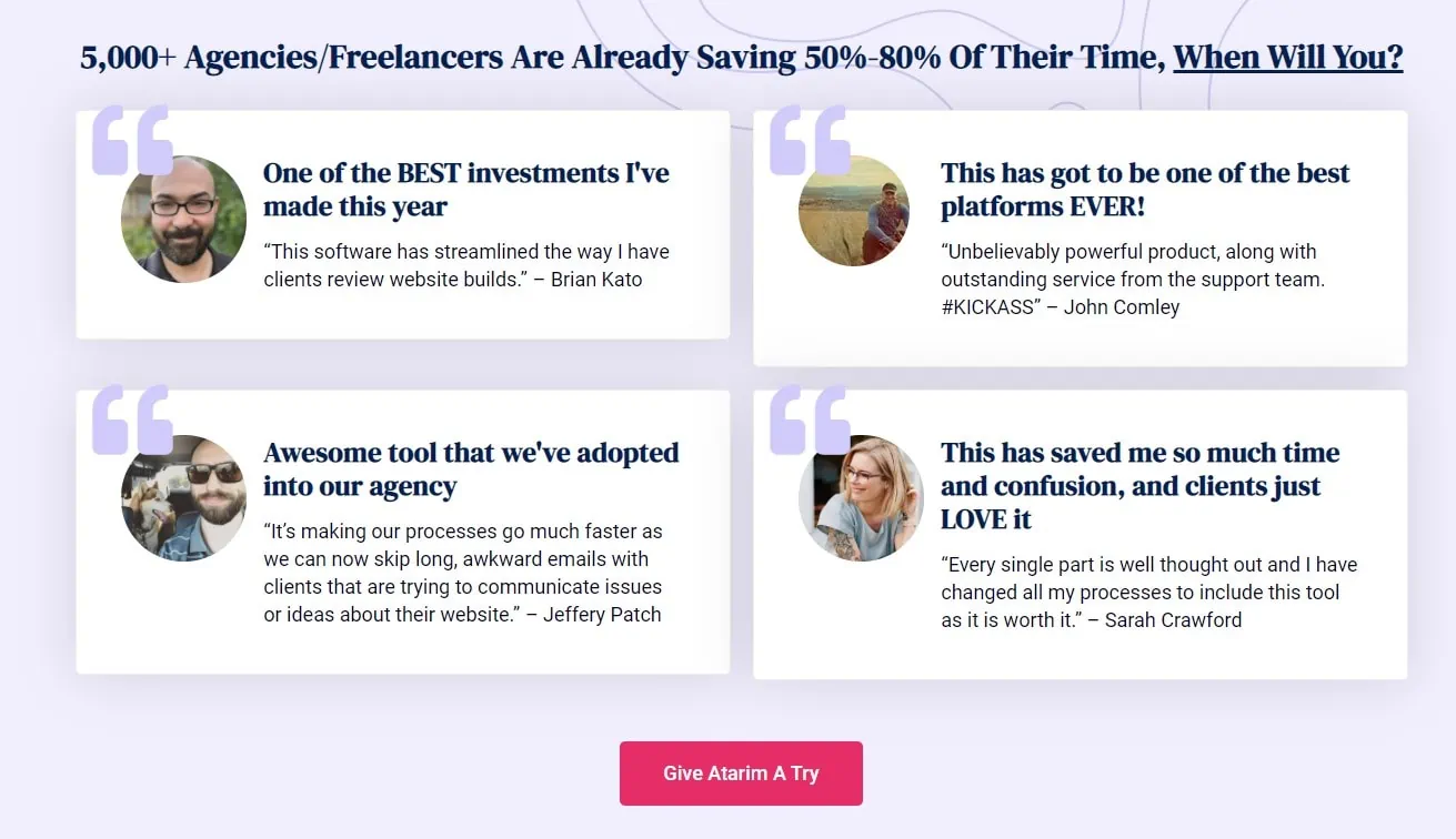 atarim social proof example