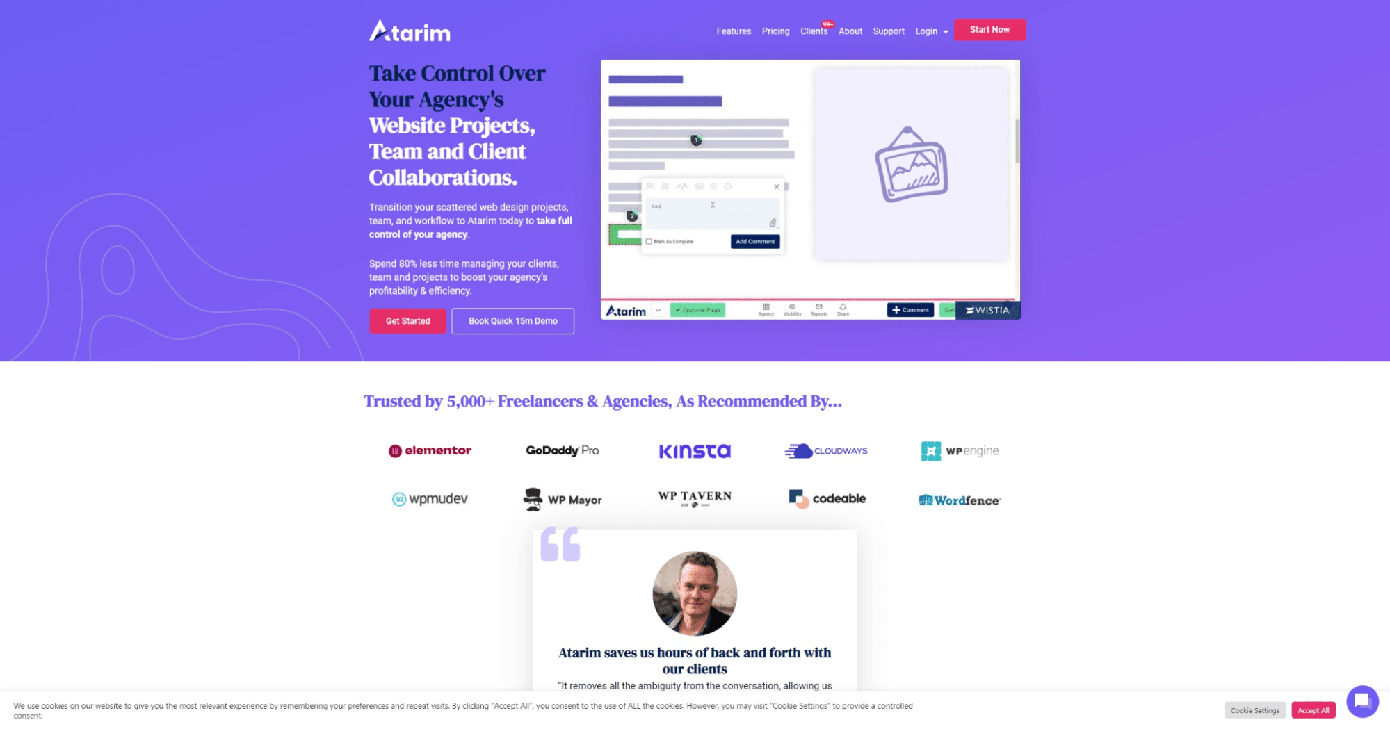 atarim landing page design